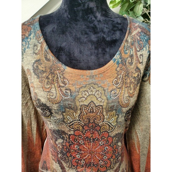 Studio Gem Women Multicolor Polyester Round Neck Long Sleeve Knee Length Dress L - Picture 5 of 11